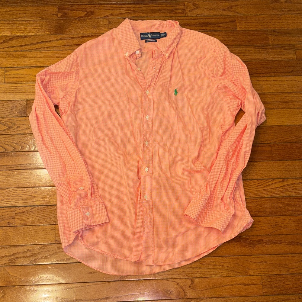 Ralph Lauren Men’s Orange & White Gingham Button Shirt